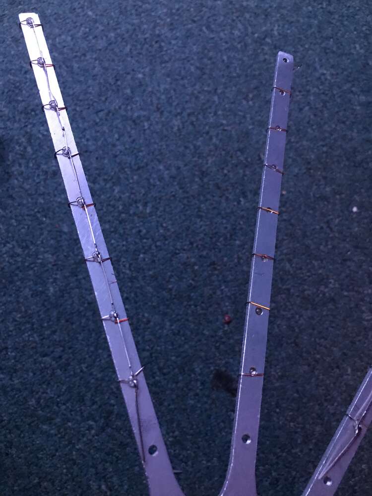 Close up of soldered LEDs along the spines of PyroFox's all metal fan frame